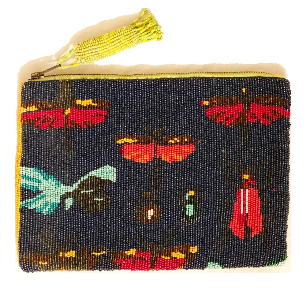 MISS ALBRIGHT Butterfly Multi-Color Beaded Clutch Bag Boho Colorful
